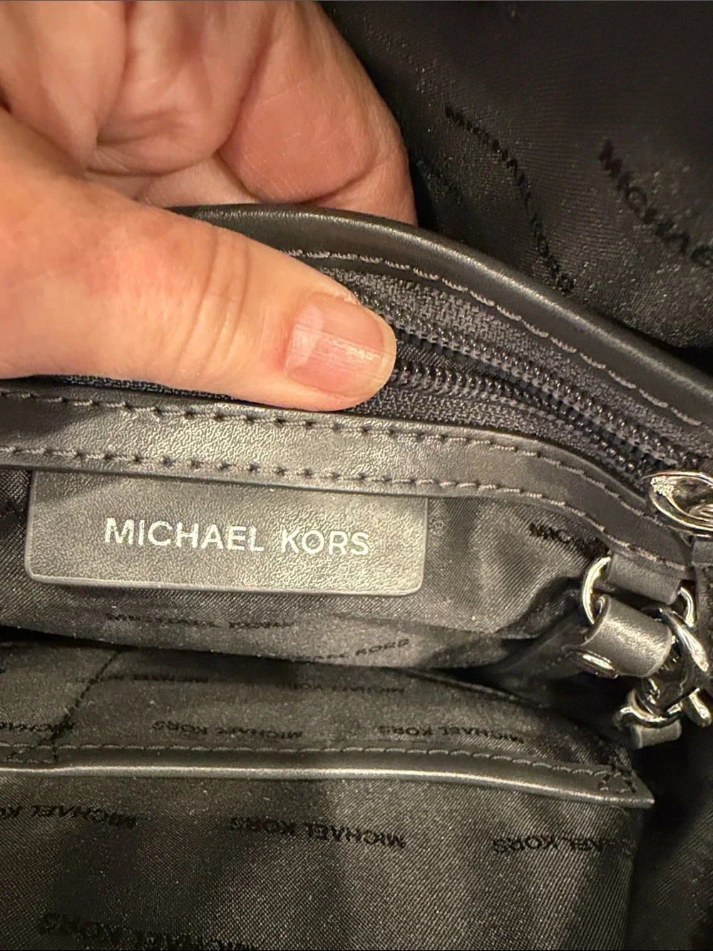 Michael Kors Black Logo Zip-Front Backpack Unisex